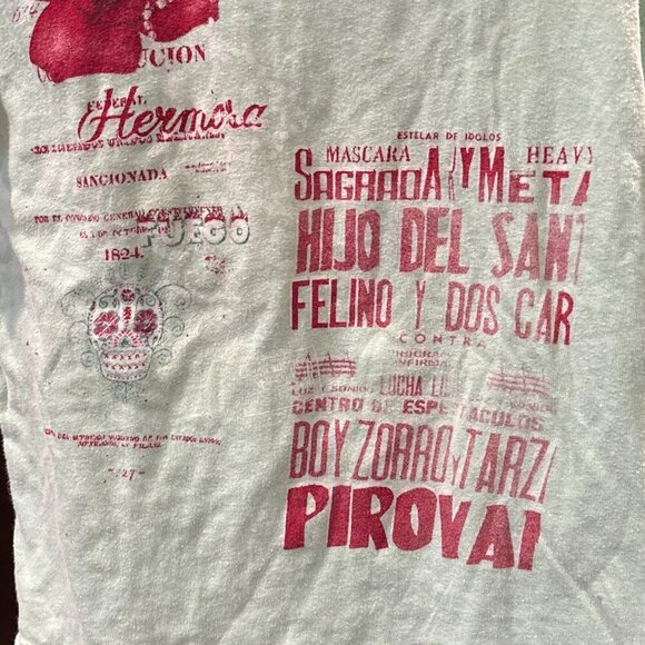 Unique Mint Green Graphic T-Shirt with Rose & Text- Lucky Brand - Picture 2 of 2